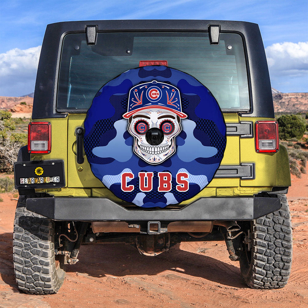 Chicago Cubs Spare Tire Covers Camera Hole Skull Theme Collection - Gearcarcover - 3