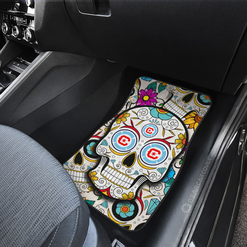 Chicago Fire FC Car Floor Mats Custom Sugar Skull Car Accessories - Gearcarcover - 3