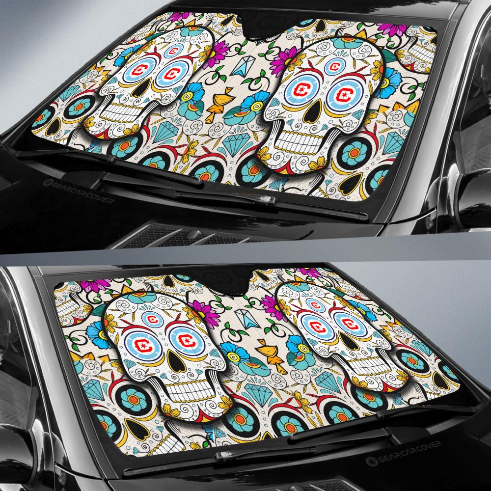 Chicago Fire FC Car Sunshade Custom Sugar Skull Car Accessories - Gearcarcover - 2