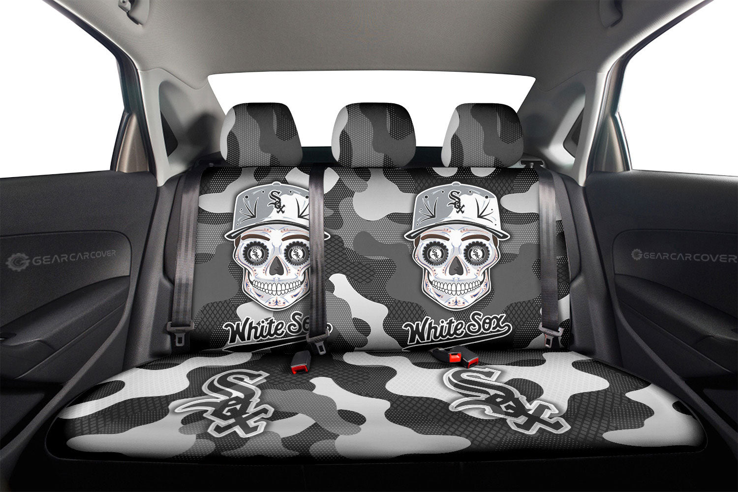 Chicago White Sox Car Back Seat Covers Skull Theme Collection - Gearcarcover - 2