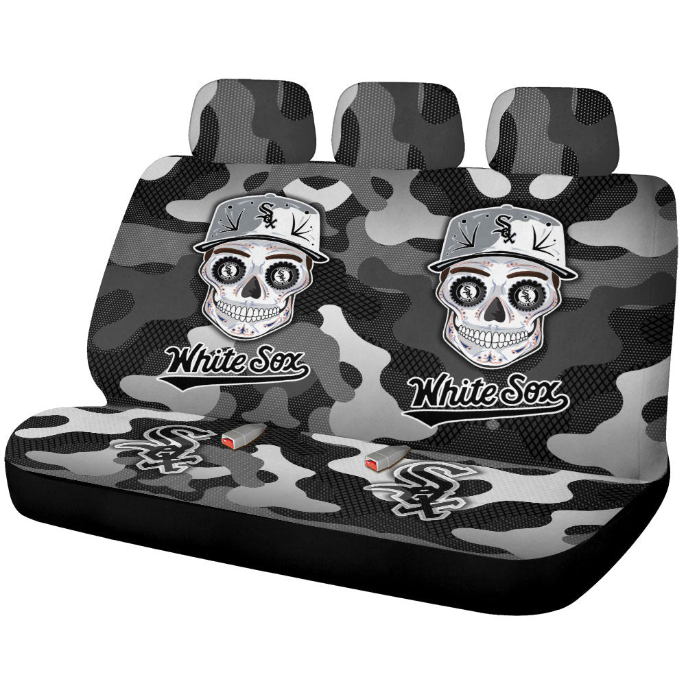 Chicago White Sox Car Back Seat Covers Skull Theme Collection - Gearcarcover - 1