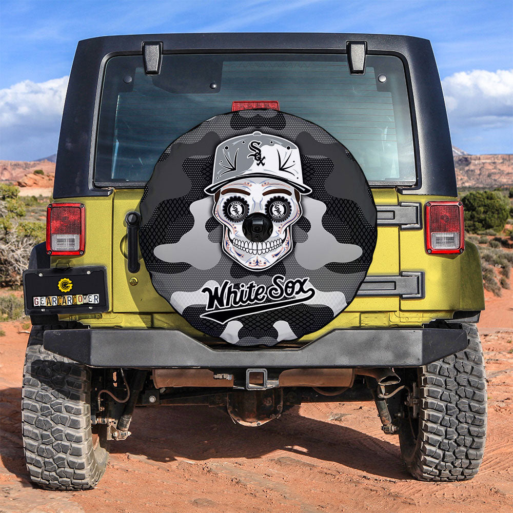 Chicago White Sox Spare Tire Covers Camera Hole Skull Theme Collection - Gearcarcover - 2