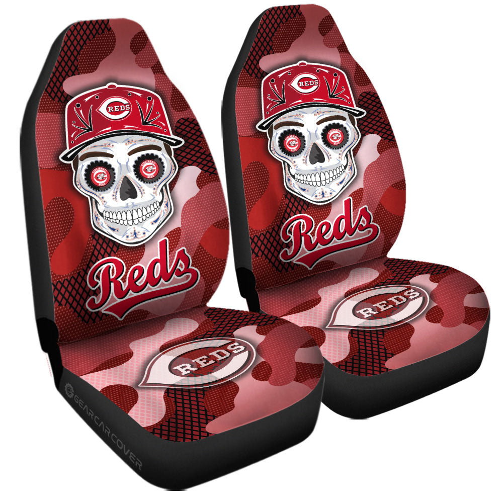 Cincinnati Reds Car Seat Covers Skull Theme Collection - Gearcarcover - 3