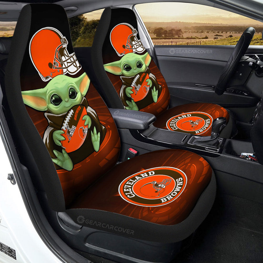 Cleveland Browns Car Seat Covers Baby Yoda Car Accessories For Fan - Gearcarcover - 2