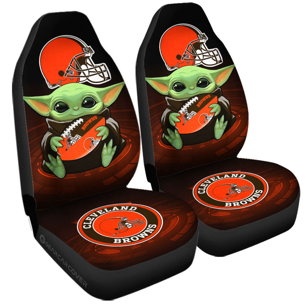 Cleveland Browns Car Seat Covers Baby Yoda Car Accessories For Fan - Gearcarcover - 3