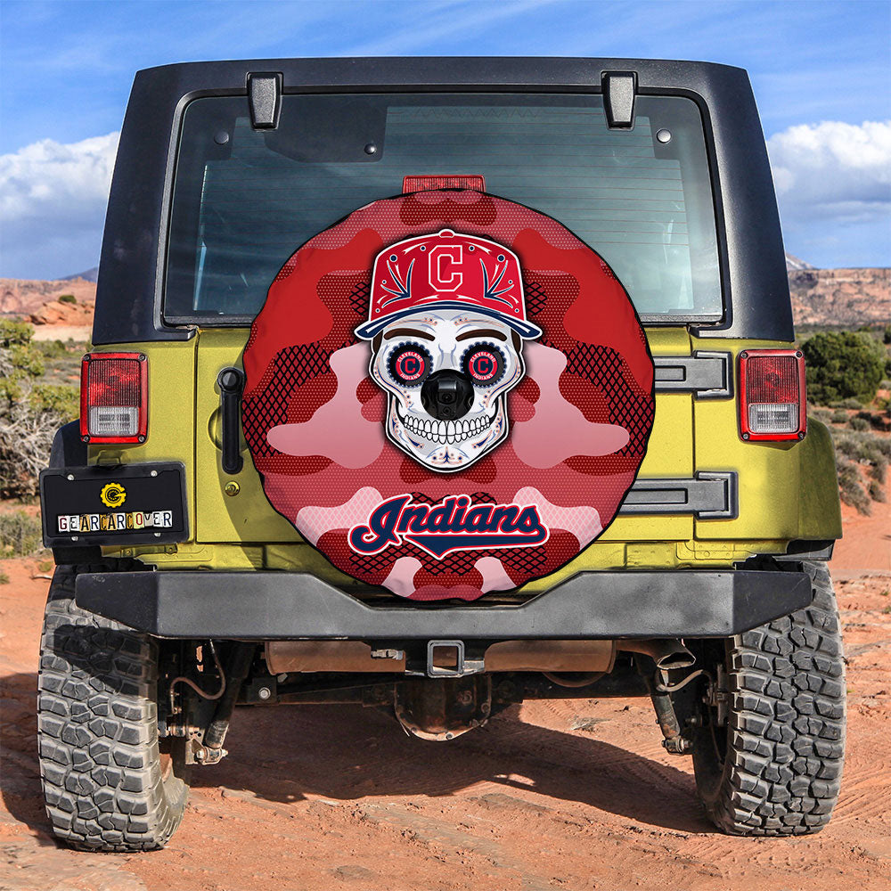Cleveland Indians Spare Tire Covers Camera Hole Skull Theme Collection - Gearcarcover - 3