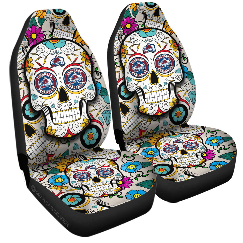 Colorado Avalanche Car Seat Covers Custom Sugar Skull Car Accessories - Gearcarcover - 3