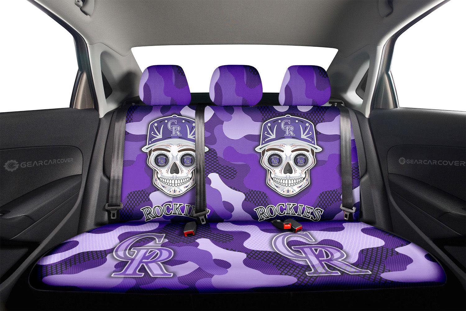 Colorado Rockies Car Back Seat Covers Skull Theme Collection - Gearcarcover - 2