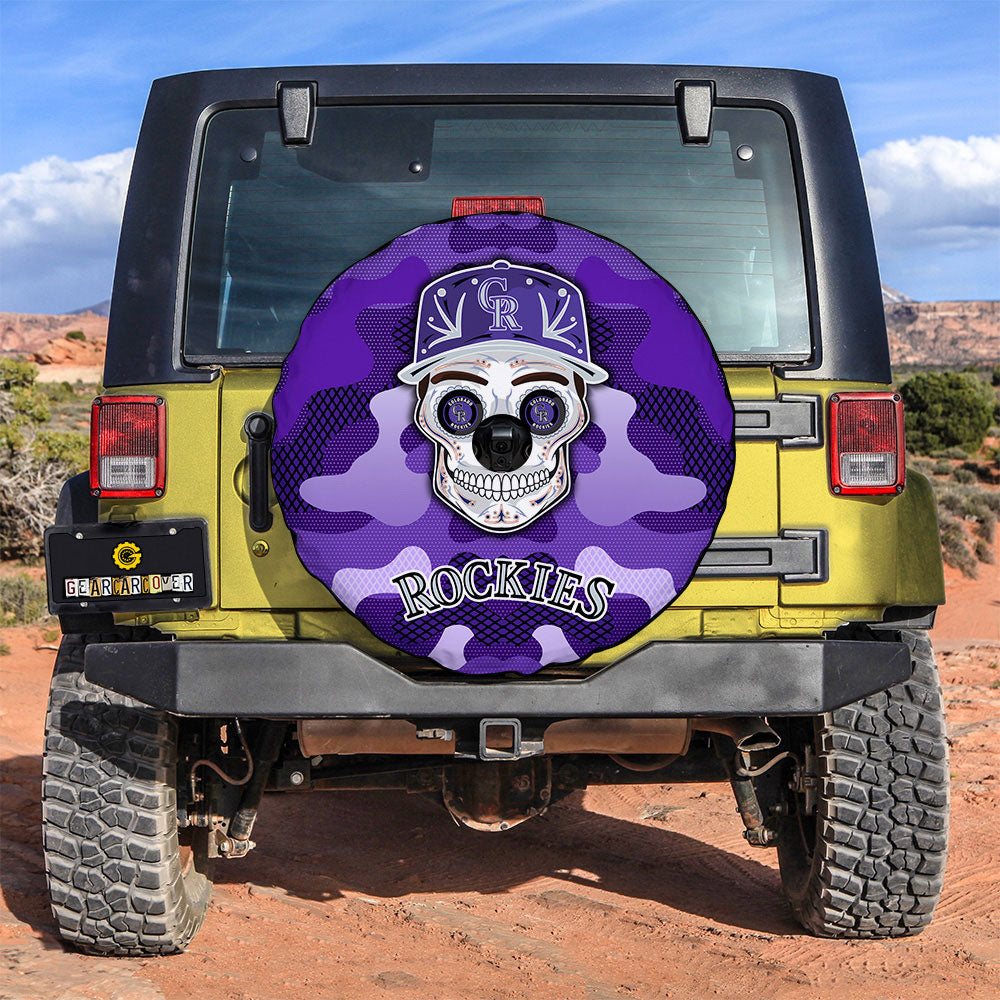 Colorado Rockies Spare Tire Covers Camera Hole Skull Theme Collection - Gearcarcover - 3
