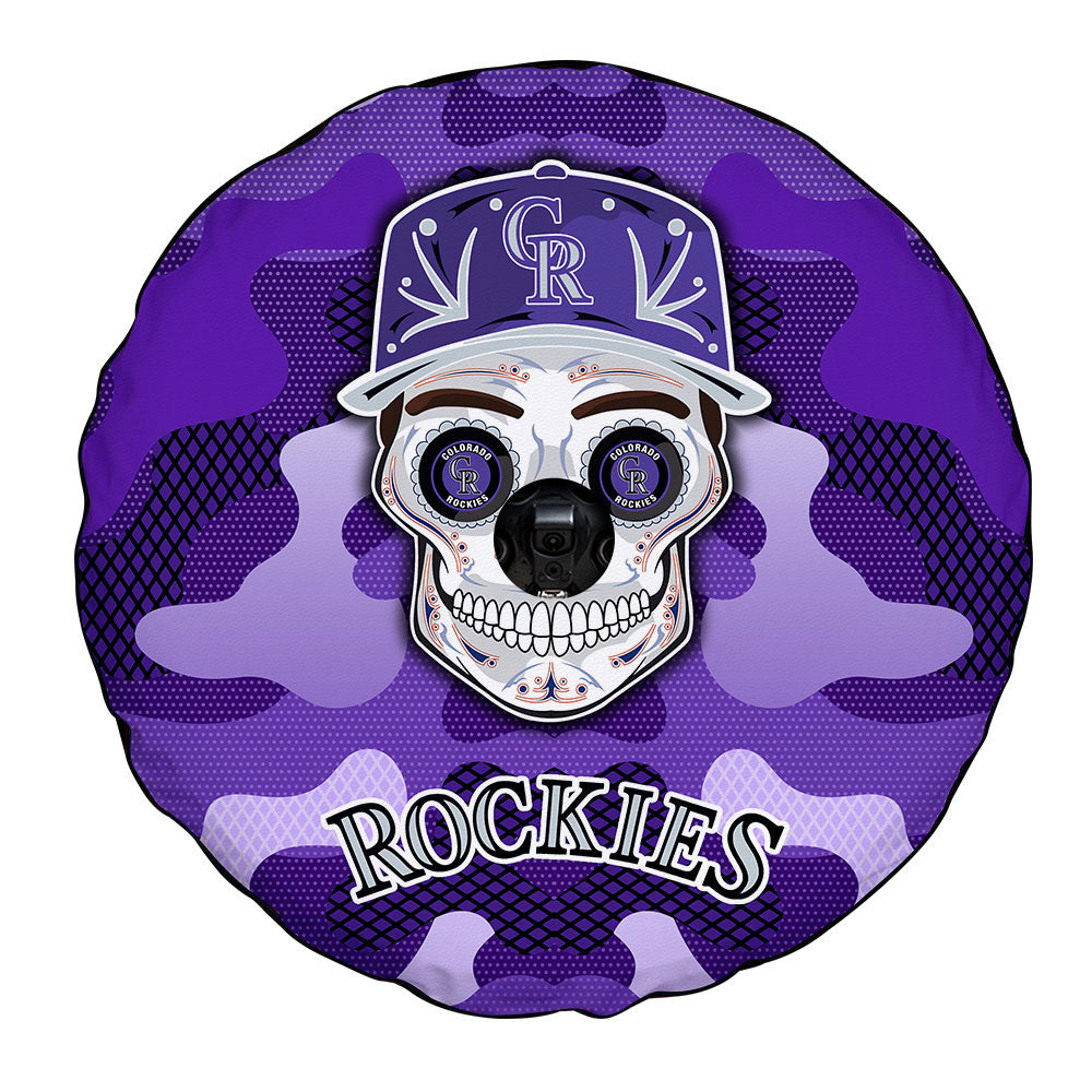 Colorado Rockies Spare Tire Covers Camera Hole Skull Theme Collection - Gearcarcover - 4