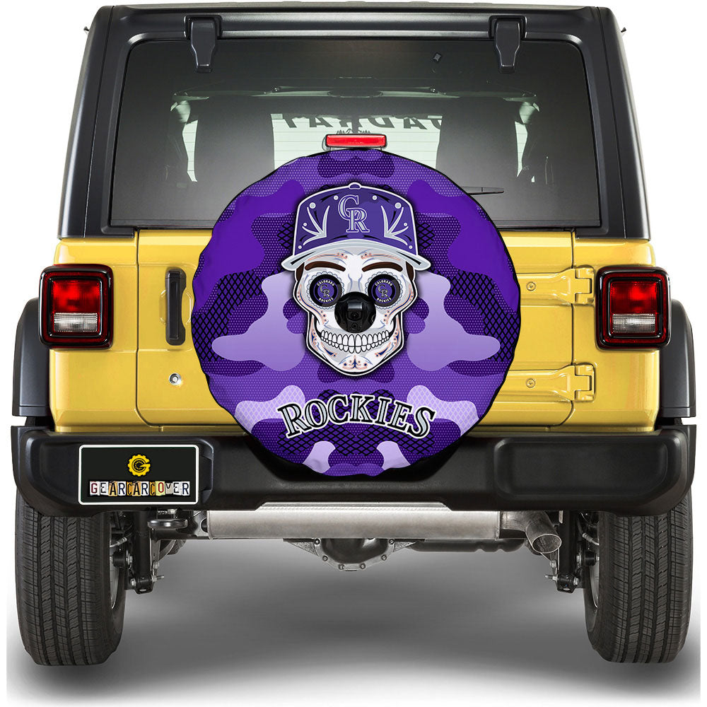 Colorado Rockies Spare Tire Covers Camera Hole Skull Theme Collection - Gearcarcover - 1