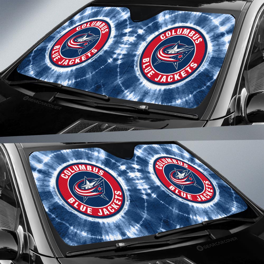 Columbus Blue Jackets Car Sunshade Custom Tie Dye Car Accessories - Gearcarcover - 2