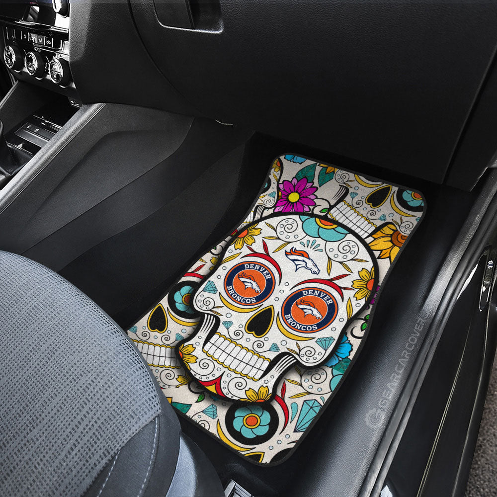 Denver Broncos Car Floor Mats Custom Sugar Skull Car Accessories - Gearcarcover - 3