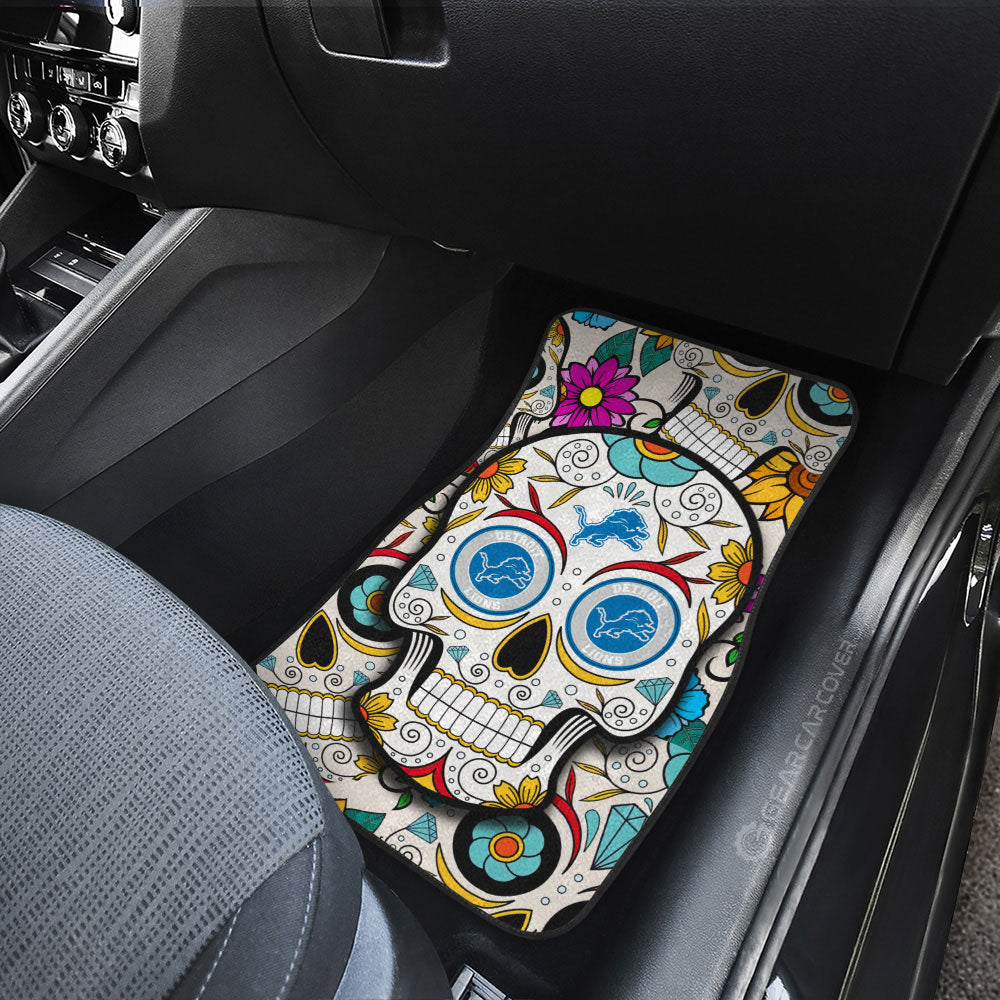 Detroit Lions Car Floor Mats Custom Sugar Skull Car Accessories - Gearcarcover - 3