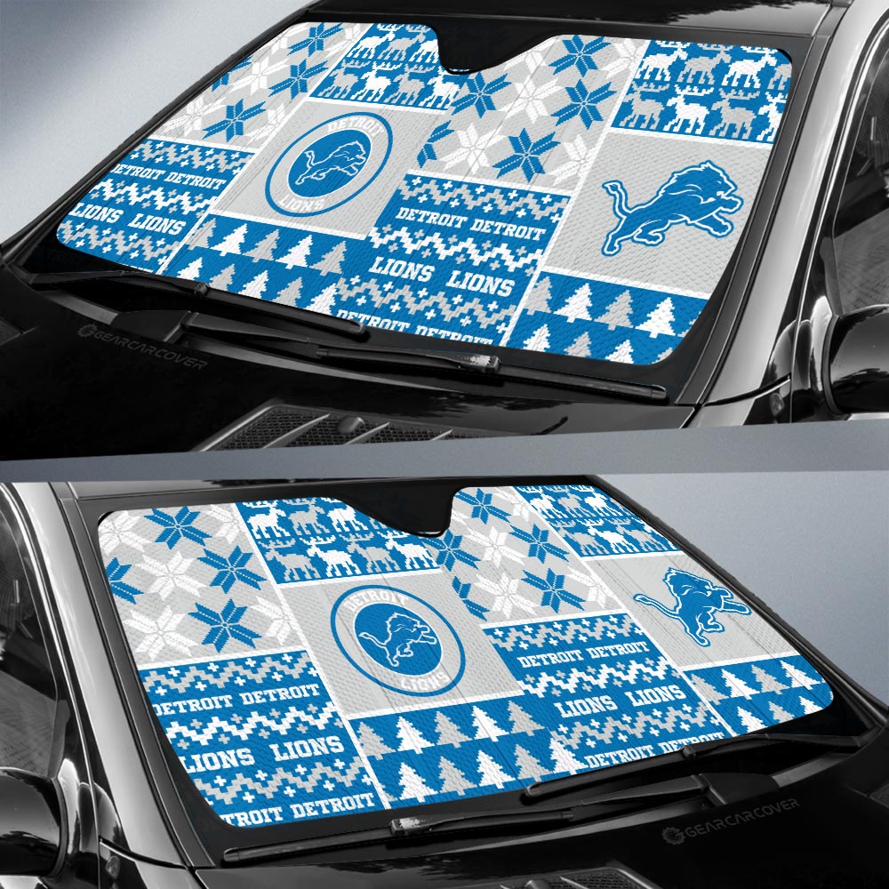 Detroit Lions Car Sunshade Custom Ugly Style Car Accessories - Gearcarcover - 2