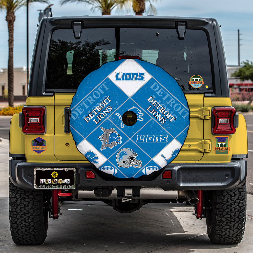 Detroit Lions Spare Tire Covers Camera Hole Sporty Team Collection - Gearcarcover - 2