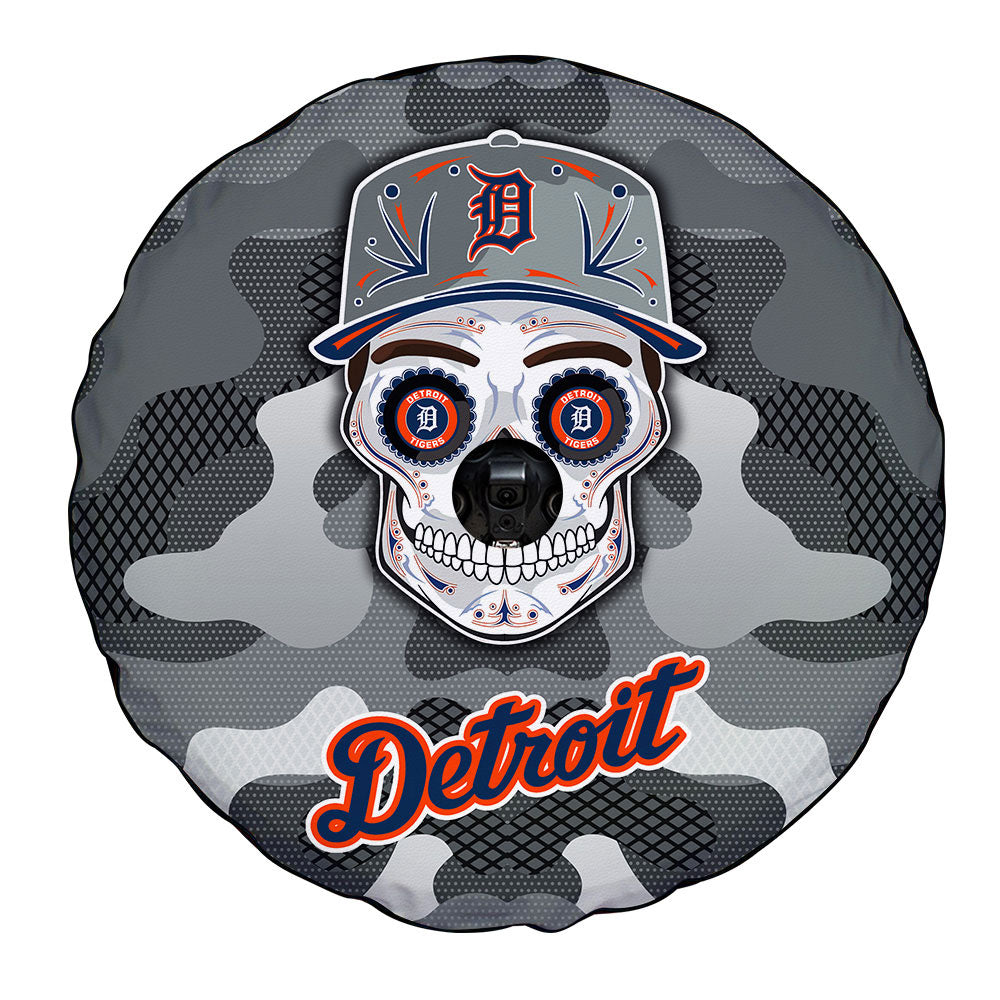 Detroit Tigers Spare Tire Covers Camera Hole Skull Theme Collection - Gearcarcover - 4