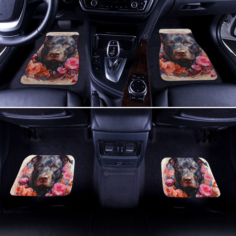 Dog Pitbull Floral Car Floor Mats Custom Car Accessories - Gearcarcover - 2