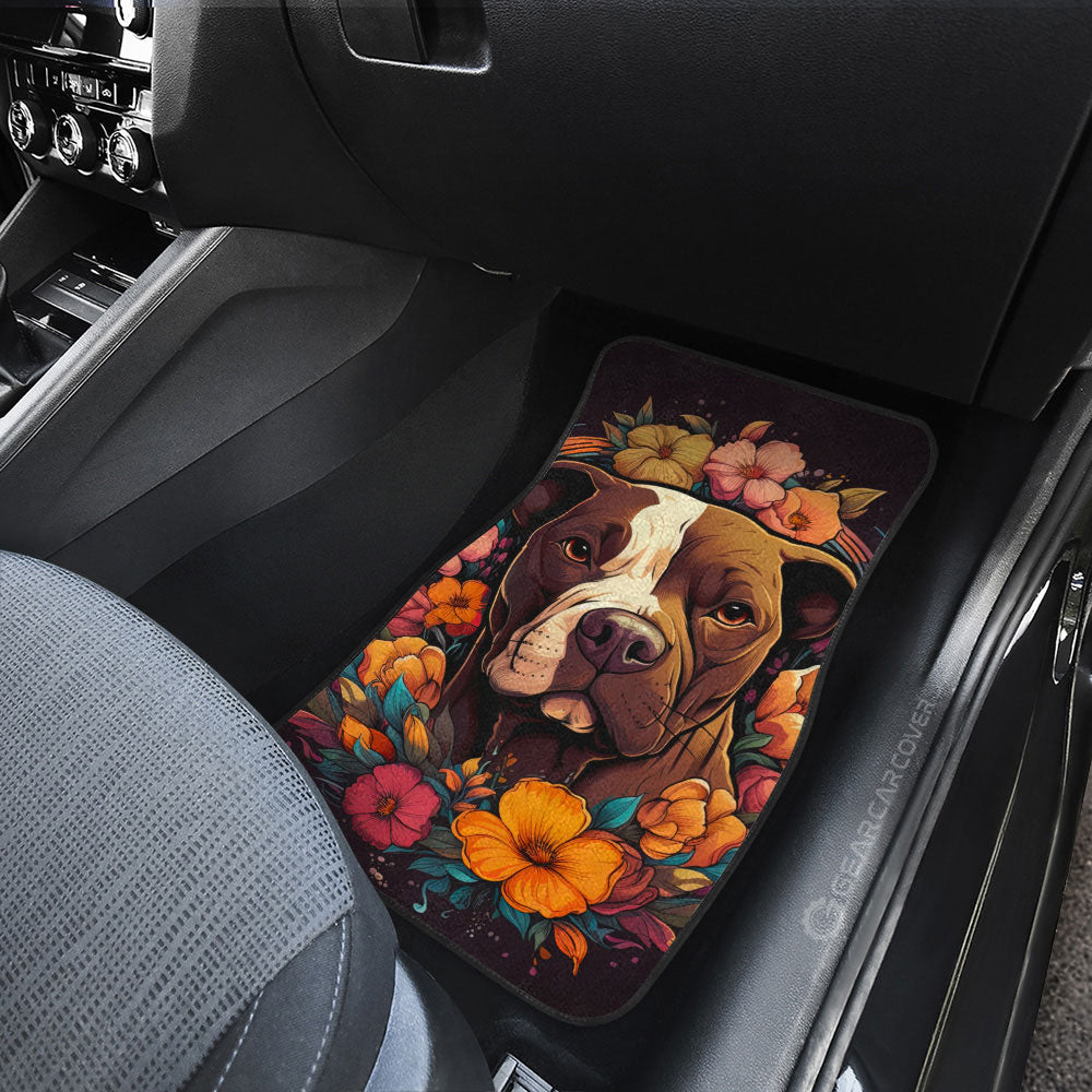 Dog Pitbull Floral Car Floor Mats Custom Car Accessories - Gearcarcover - 3