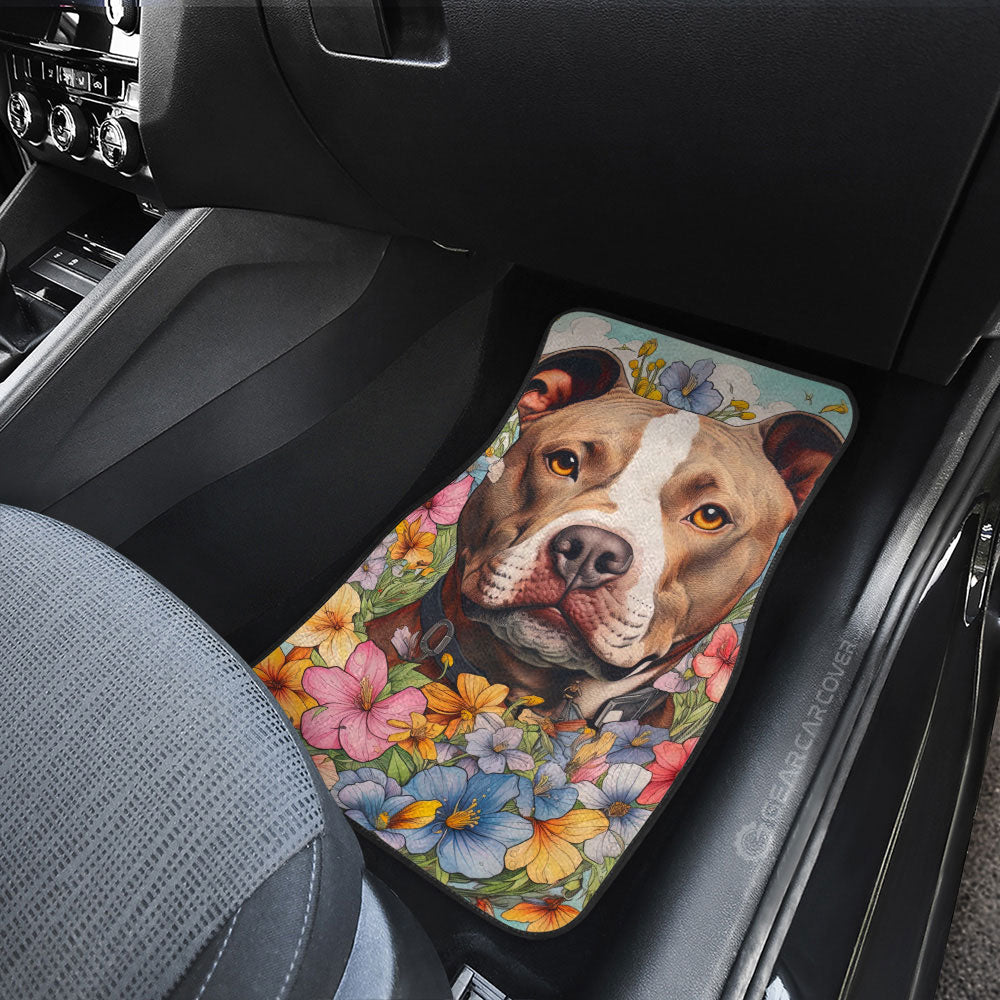 Dog Pitbull Floral Car Floor Mats Custom Car Accessories - Gearcarcover - 3