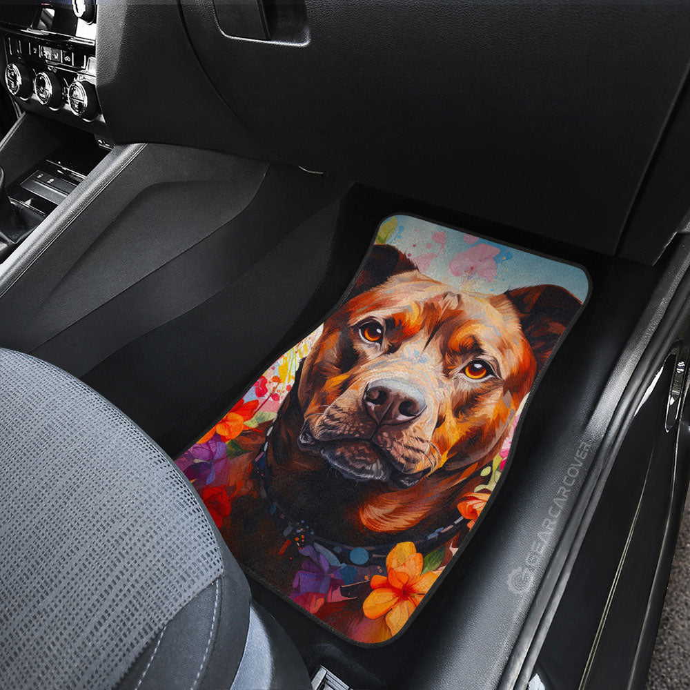 Dog Pitbull Floral Car Floor Mats Custom Car Accessories - Gearcarcover - 3