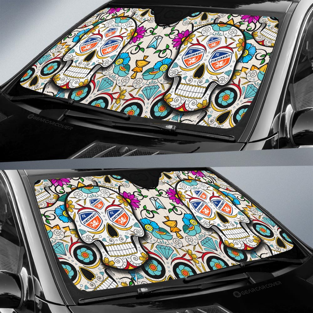 FC Cincinnati Car Sunshade Custom Sugar Skull Car Accessories - Gearcarcover - 2
