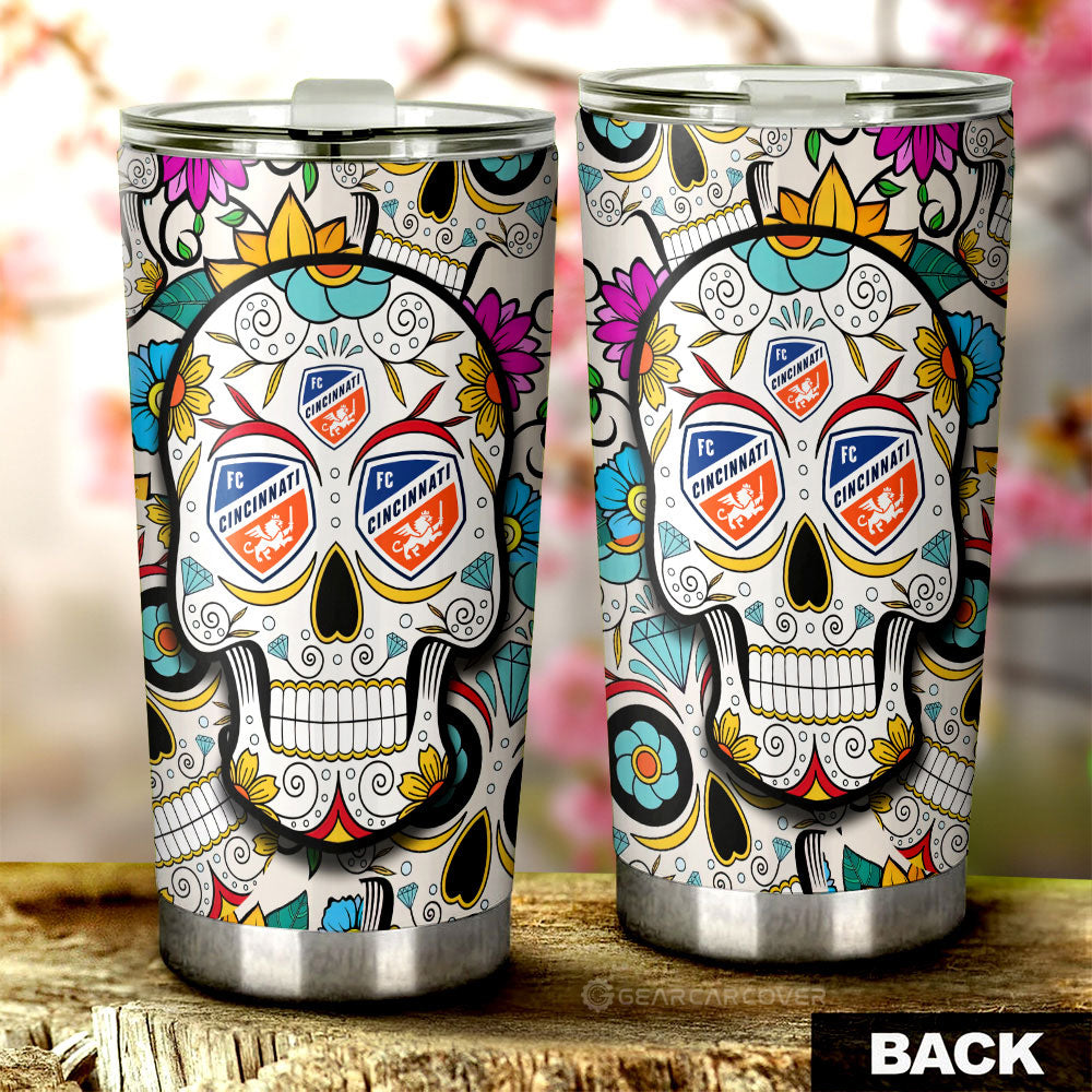 FC Cincinnati Tumbler Cup Custom Sugar Skull Car Accessories - Gearcarcover - 2
