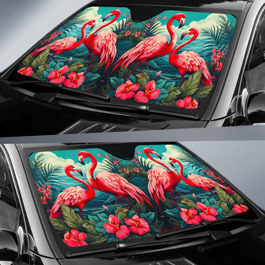 Flamingo Mixed Floral Car Sunshade Custom Car Accessories - Gearcarcover - 2
