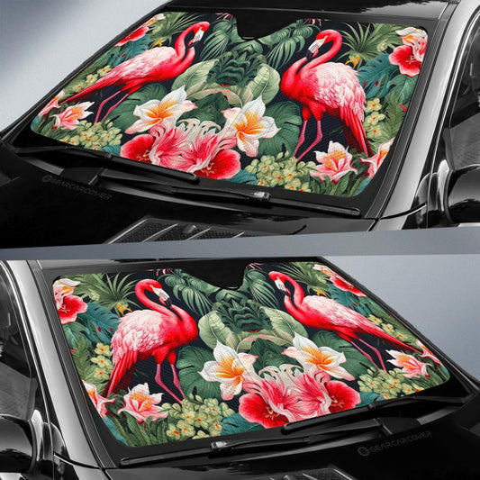 Flamingo Mixed Floral Car Sunshade Custom Car Accessories - Gearcarcover - 2