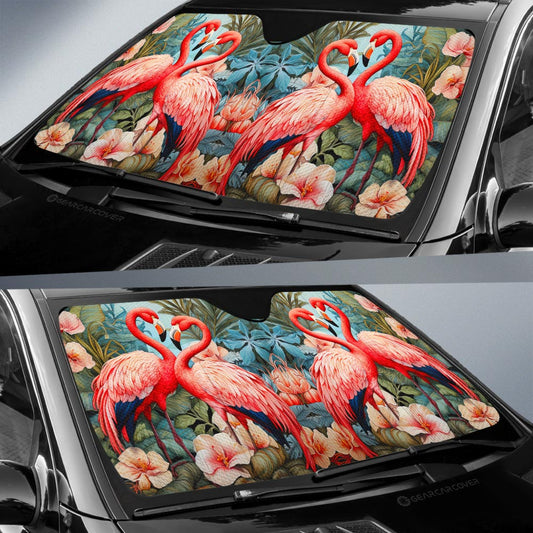 Flamingo Mixed Floral Car Sunshade Custom Car Accessories - Gearcarcover - 2