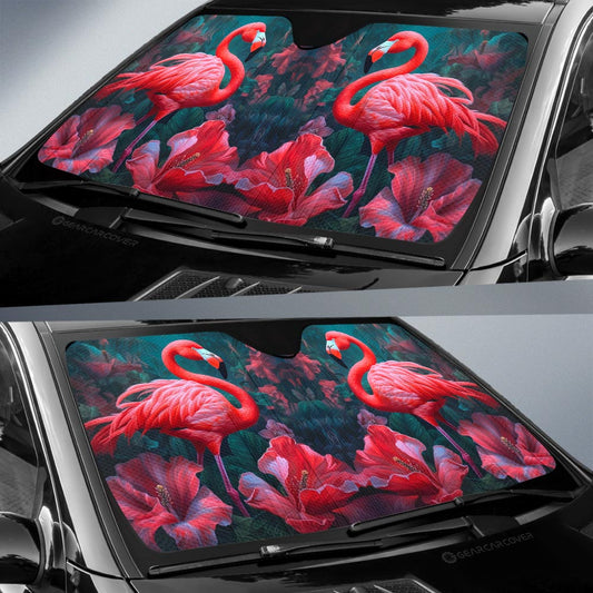 Flamingo Mixed Floral Car Sunshade Custom Car Accessories - Gearcarcover - 2