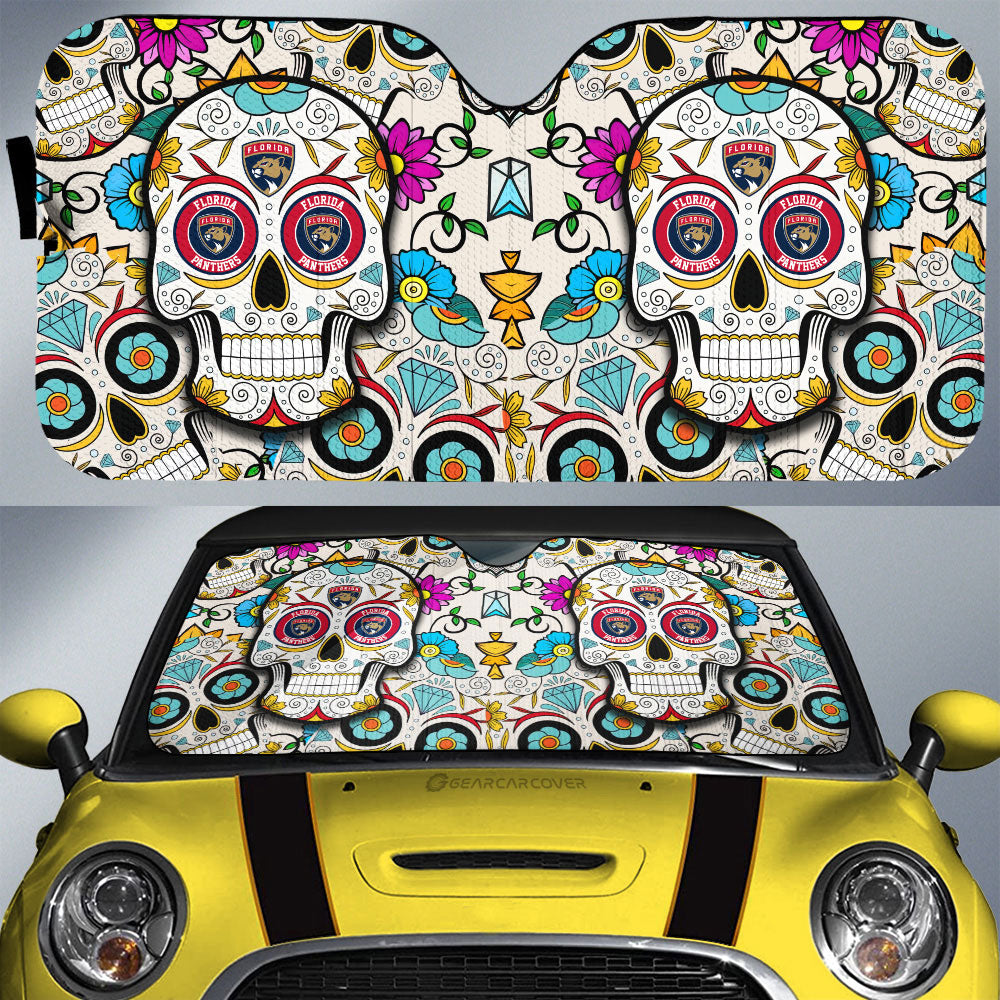 Florida Panthers Car Sunshade Custom Sugar Skull Car Accessories - Gearcarcover - 1