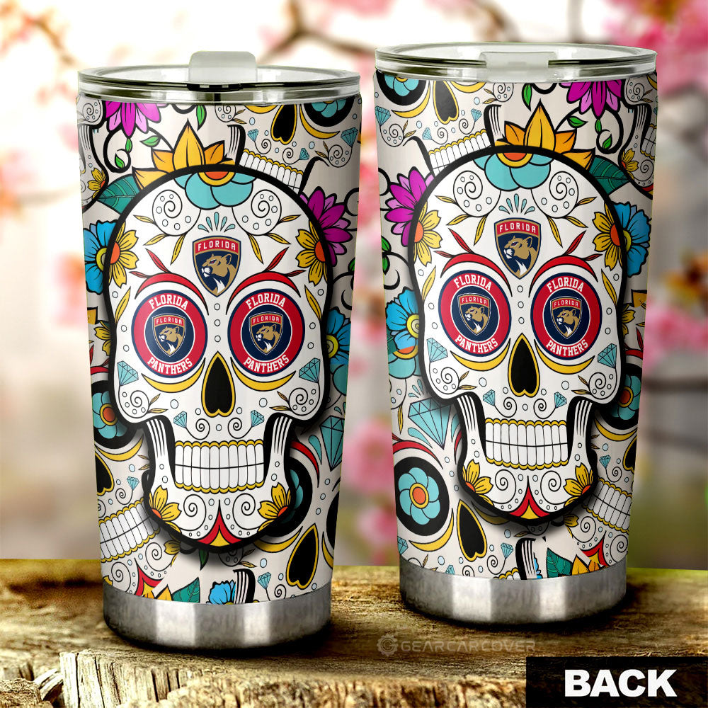 Florida Panthers Tumbler Cup Custom Sugar Skull Car Accessories - Gearcarcover - 2