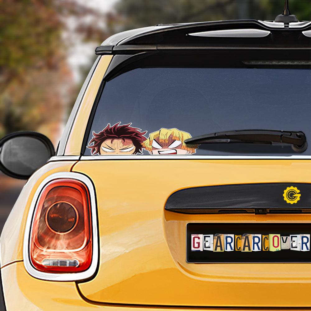 Funny Tanjiro And Zenitsu Face Car Sticker Custom Car Accessories - Gearcarcover - 1