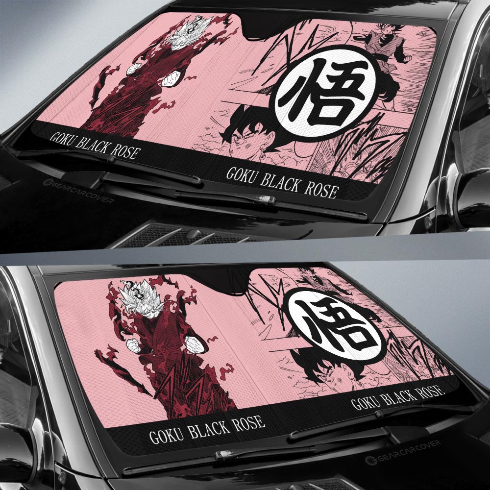 Goku Black Rose Car Sunshade Custom Manga Color Style - Gearcarcover - 2