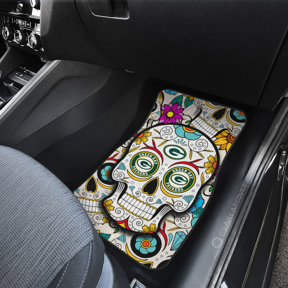 Green Bay Packers Car Floor Mats Custom Sugar Skull Car Accessories - Gearcarcover - 3