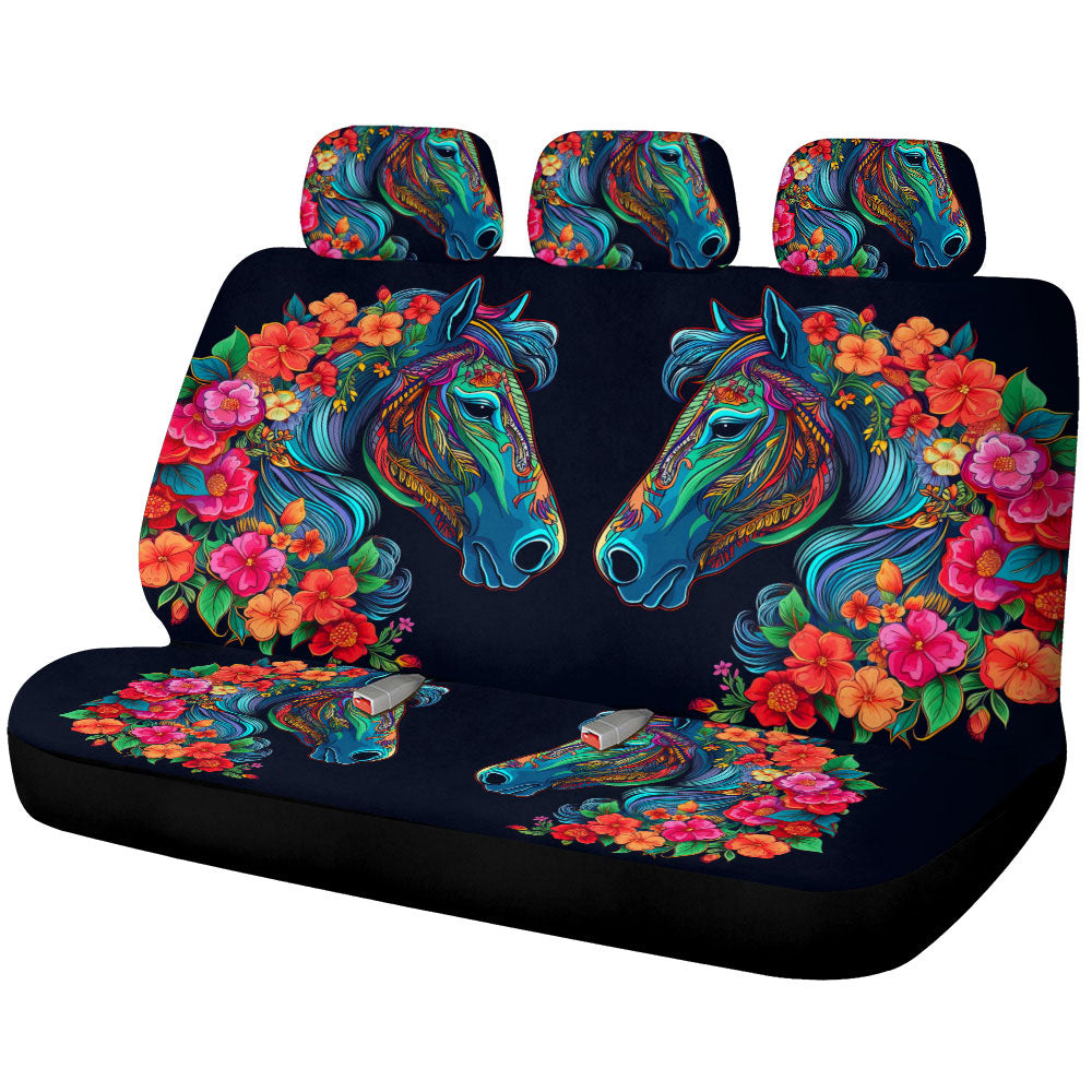 Horse Floral Car Back Seat Cover Custom Car Accessories - Gearcarcover - 1