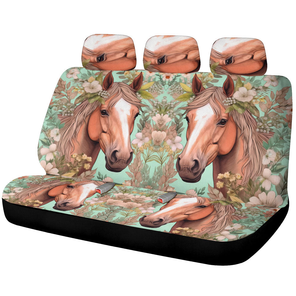 Horse Floral Car Back Seat Cover Custom Car Accessories - Gearcarcover - 1