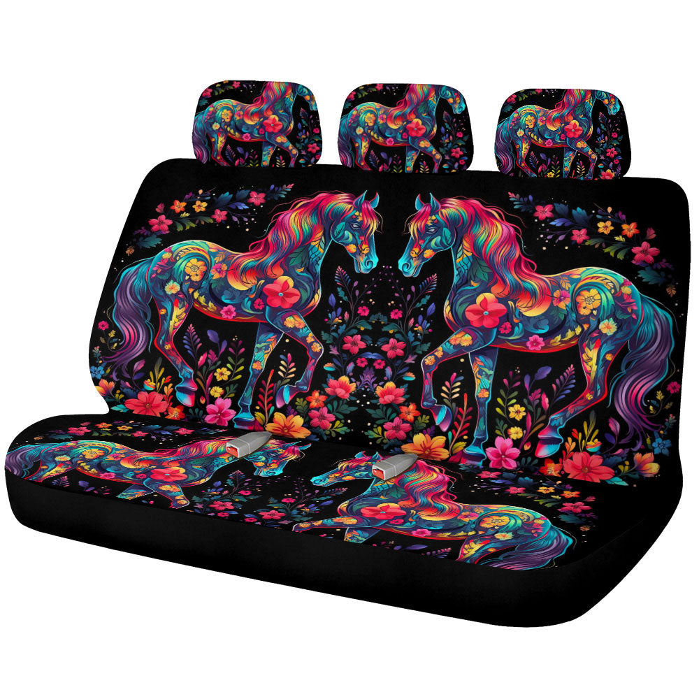 Horse Floral Car Back Seat Cover Custom Car Accessories - Gearcarcover - 1