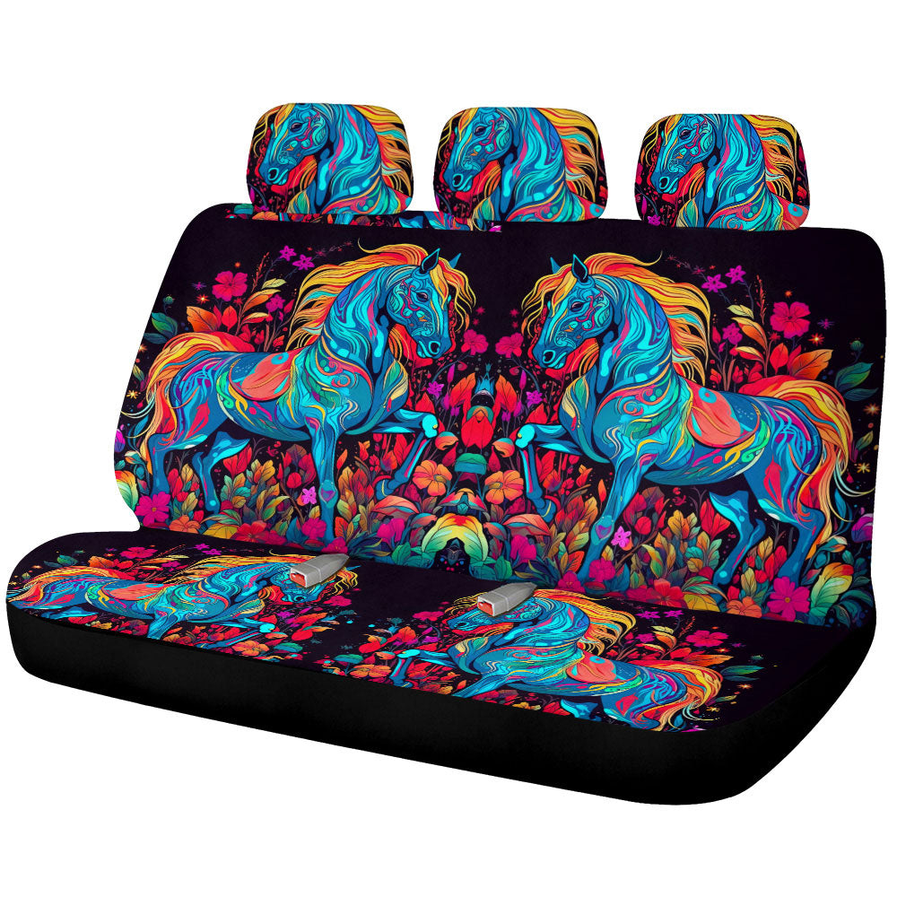 Horse Floral Car Back Seat Cover Custom Car Accessories - Gearcarcover - 1