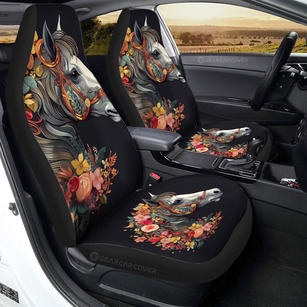 Horse Floral Car Seat Covers Custom Car Accessories - Gearcarcover - 2
