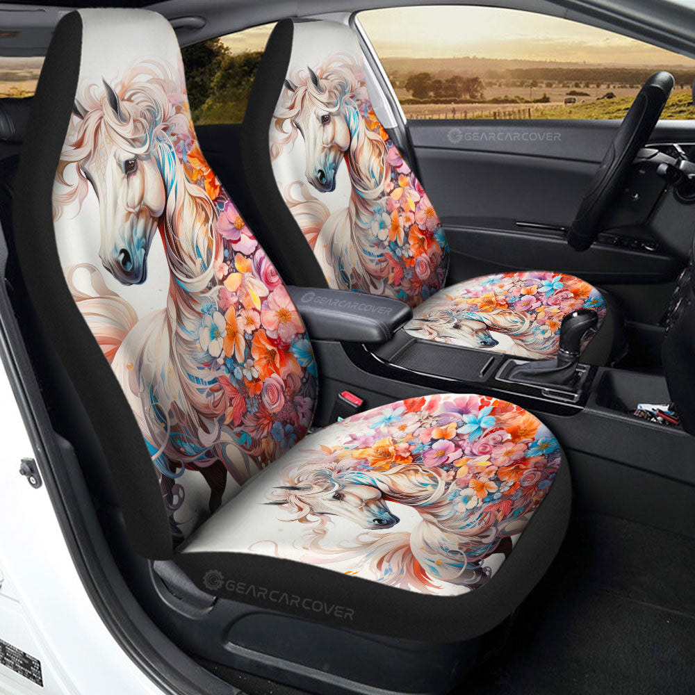 Horse Floral Car Seat Covers Custom Car Accessories - Gearcarcover - 2