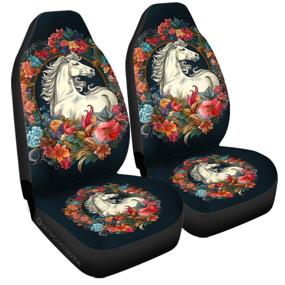 Horse Floral Car Seat Covers Custom Car Accessories - Gearcarcover - 3