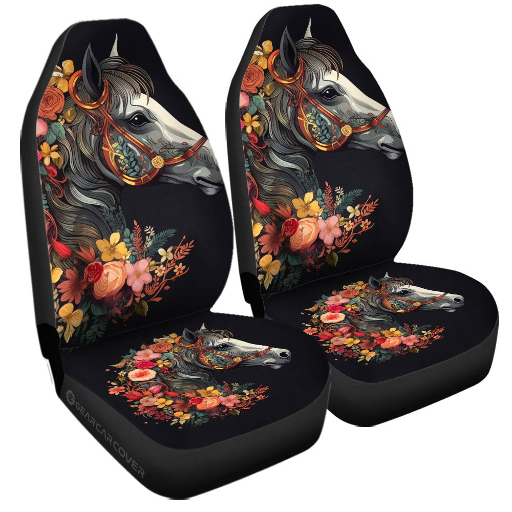 Horse Floral Car Seat Covers Custom Car Accessories - Gearcarcover - 3