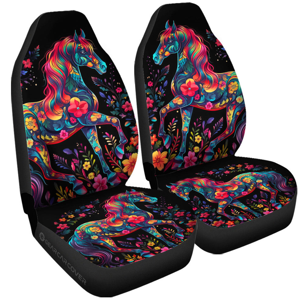Horse Floral Car Seat Covers Custom Car Accessories - Gearcarcover - 3