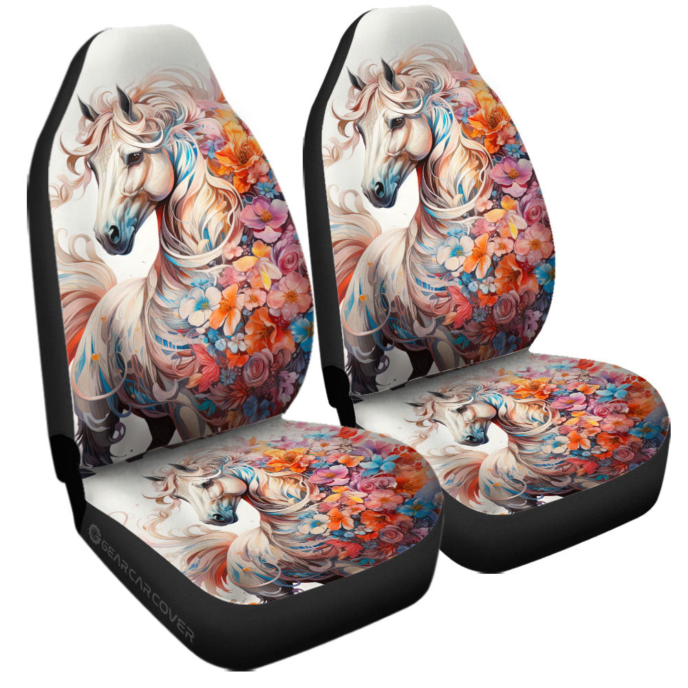 Horse Floral Car Seat Covers Custom Car Accessories - Gearcarcover - 3