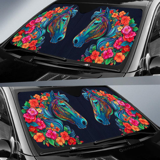Horse Floral Car Sunshade Custom Car Accessories - Gearcarcover - 2