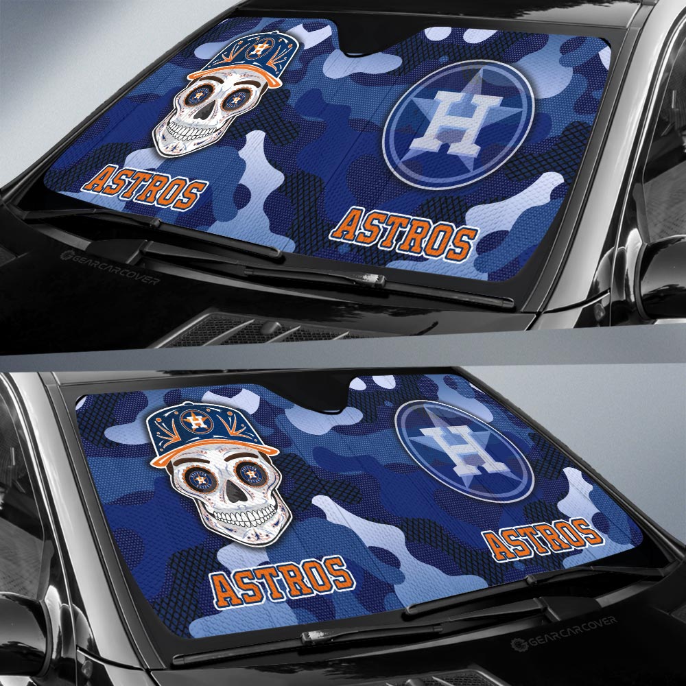 Houston Astros Car Sunshade Skull Theme Collection - Gearcarcover - 2
