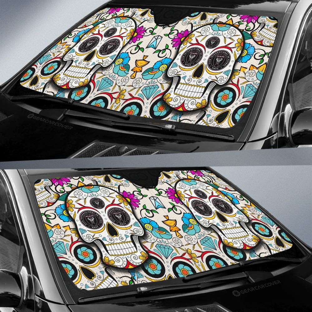 Inter Miami CF Car Sunshade Custom Sugar Skull Car Accessories - Gearcarcover - 2