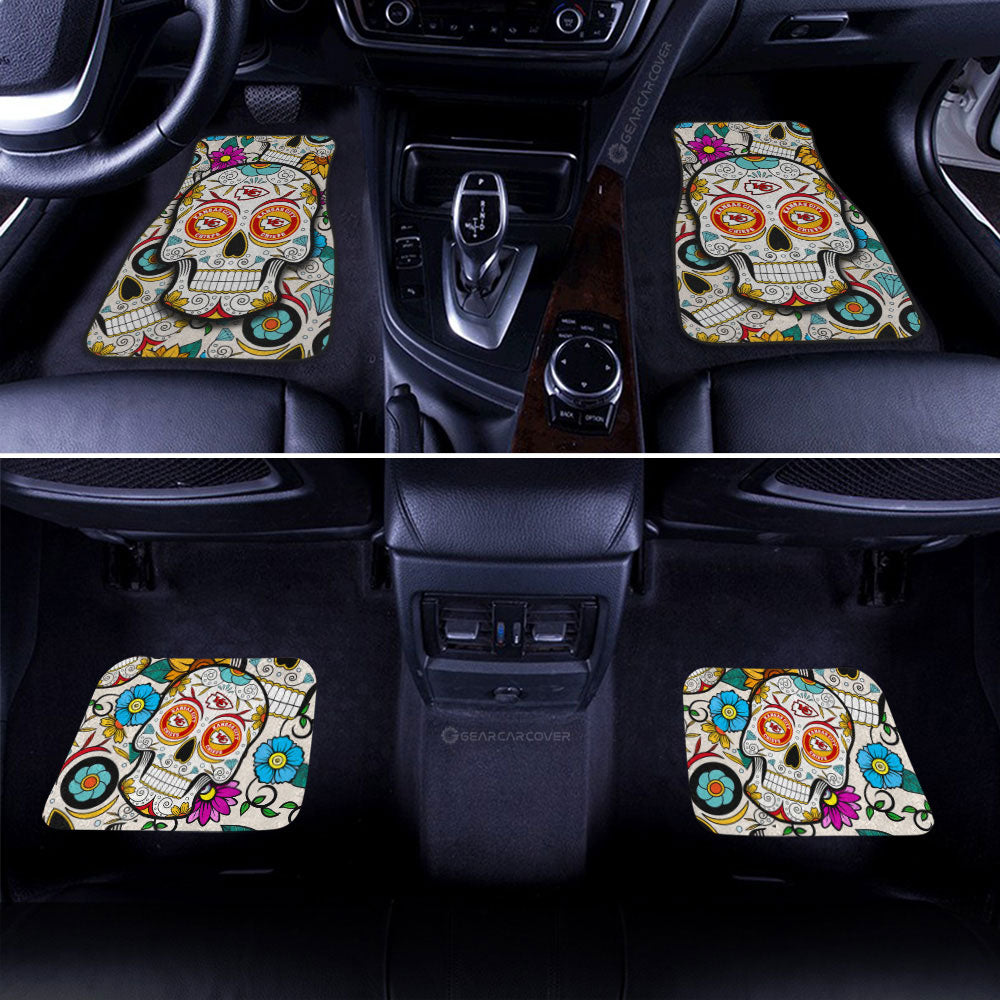 Kansas City Chiefs Car Floor Mats Custom Sugar Skull Car Accessories - Gearcarcover - 2
